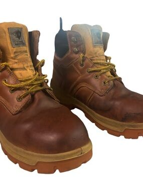 Men's Herman Survivors Brown Leather Round Safety Toe Work Boots Size 10 W *WIDE